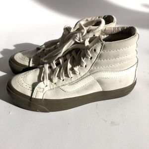 White leather vans sk8 hi tops